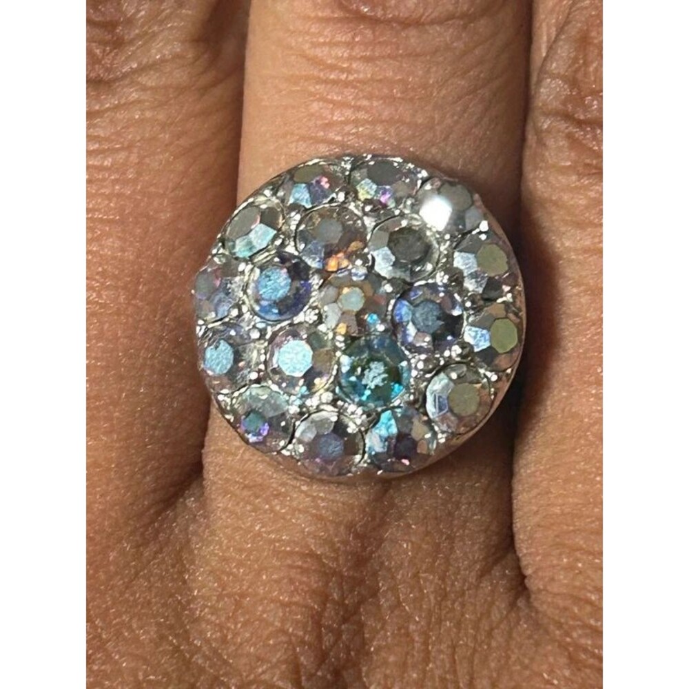 Vintage Sarah Coventry Adjustable Aurora Borealis Rhinestone Ring